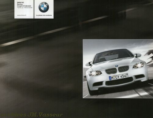 BMW M3 BERLINE / COUPÉ / CABRIOLET : Tarifs, Équipements de série et Options 18/03/2008