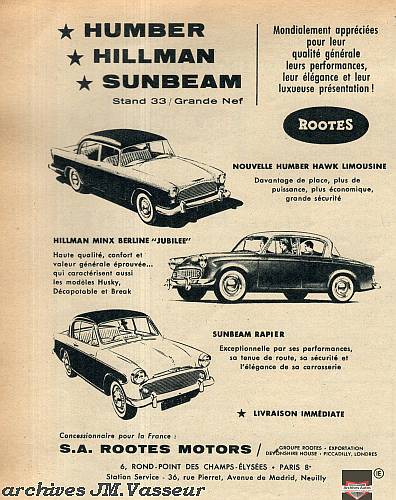 ROOTES Gamme ROOTES 1957